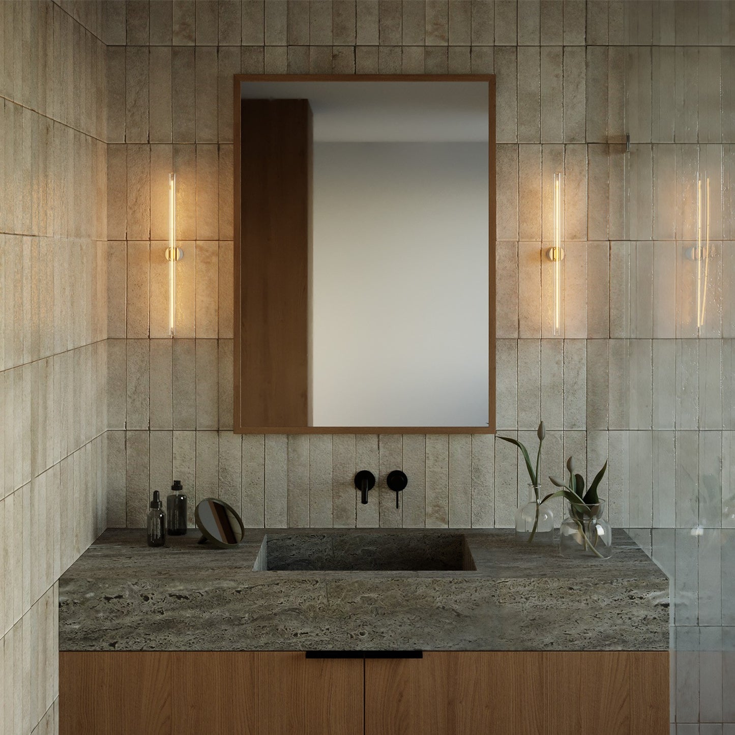 Esse14 wall or ceiling lamp for linear LED bulb S14d - Waterproof IP44 - IO