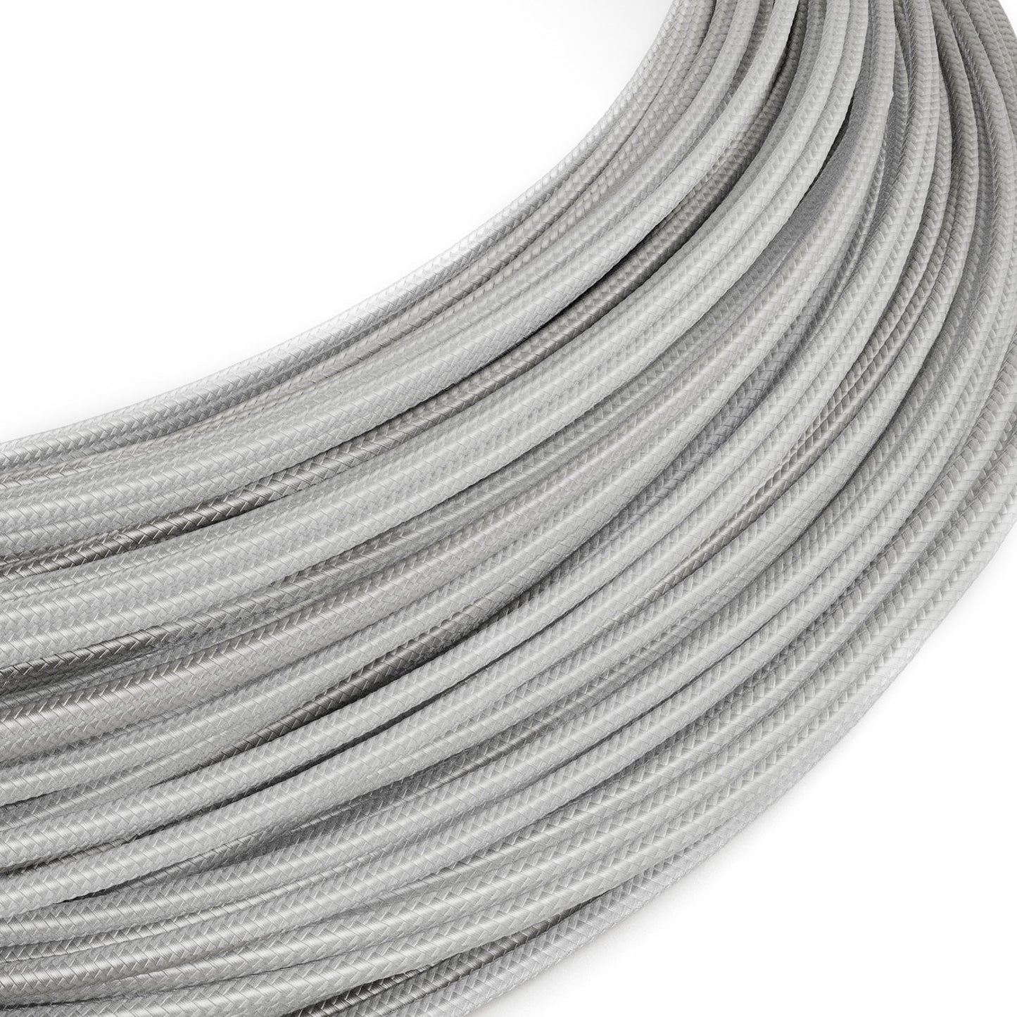 Extra Low Voltage power cable coated in silk effect fabric Silver RM02