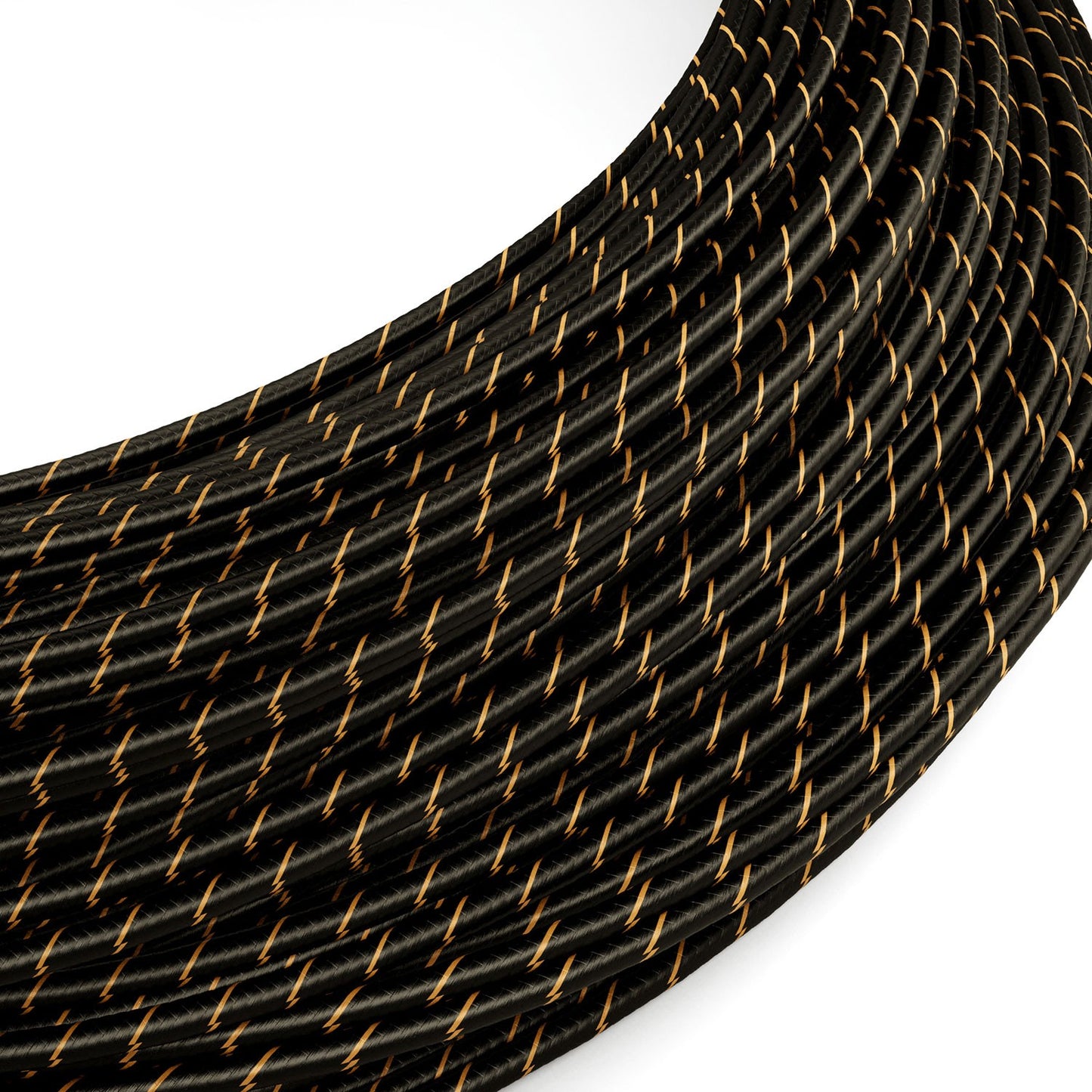 Extra Low Voltage power cable coated in silk effect fabric Vertigo Black and Gold ERM42