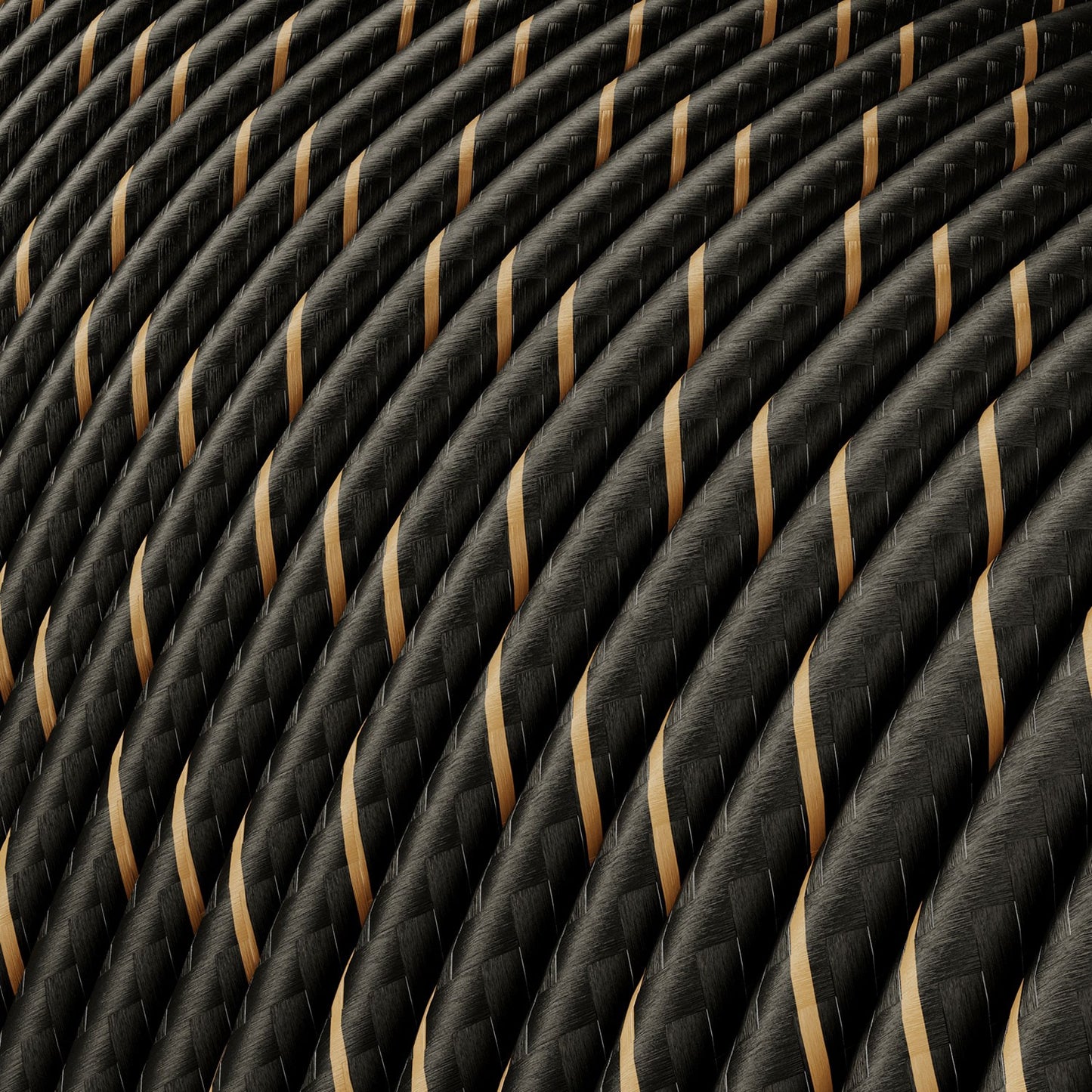 Extra Low Voltage power cable coated in silk effect fabric Vertigo Black and Gold ERM42