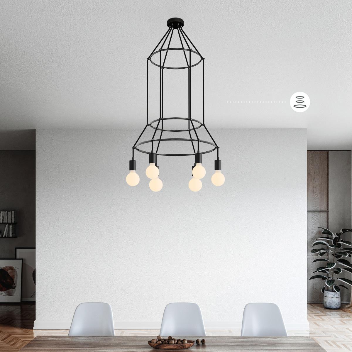 CHANDELIER 3 CAGE ROUND 6 10158