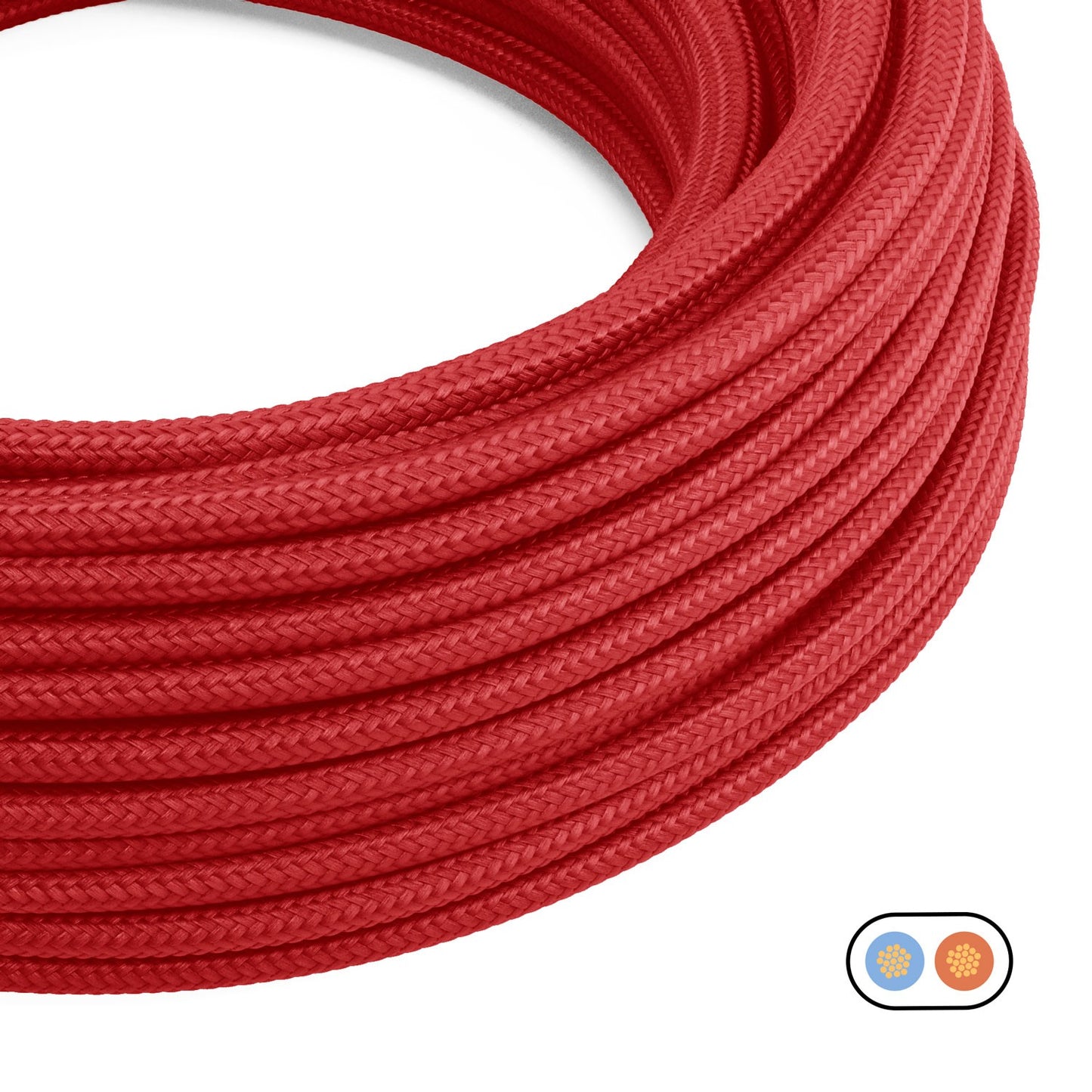 Flat lighting cable covered in glossy Fire Red fabric - PM09