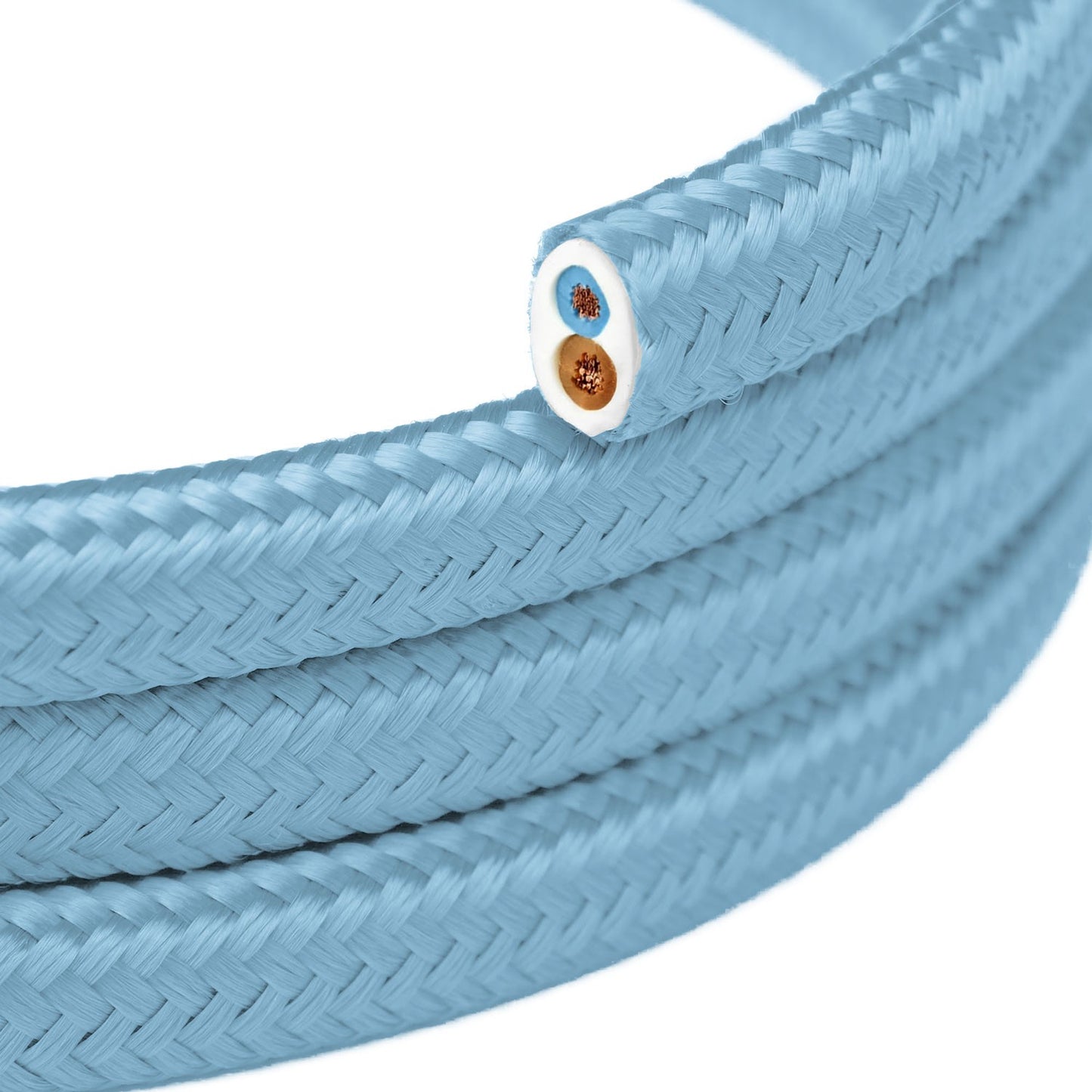 Flat textile cable Light Baby Blue - PM17