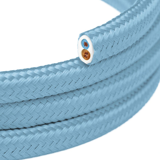 Flat textile cable Light Baby Blue - PM17