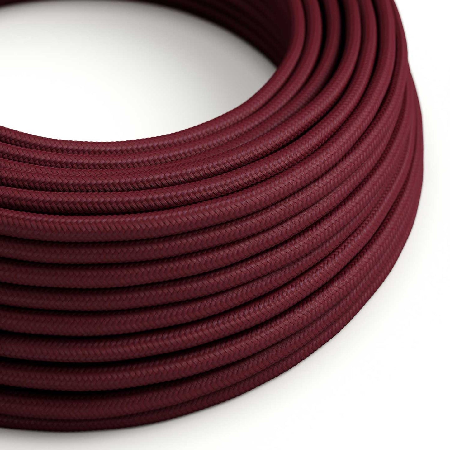 Glossy Bordeaux textile cable - The Original Creative-Cables - RM19 round 2x0.75mm / 3x0.75mm