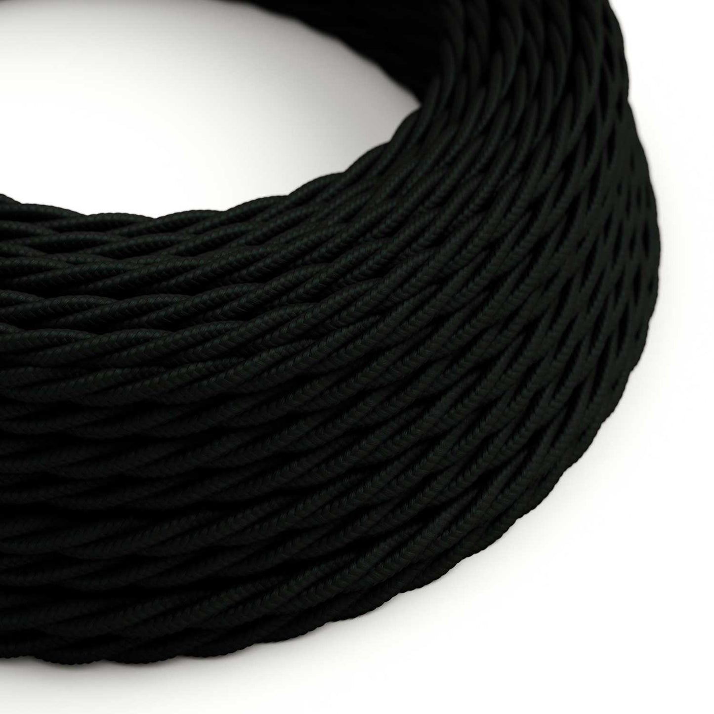 Glossy Charcoal Black Textile Cable - The Original Creative-Cables - TM04 braided 2x0.75mm / 3x0.75mm