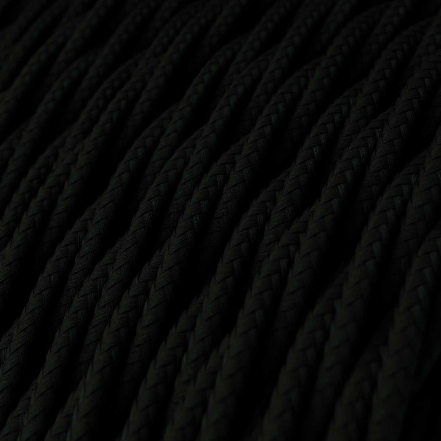 Glossy Charcoal Black Textile Cable - The Original Creative-Cables - TM04 braided 2x0.75mm / 3x0.75mm