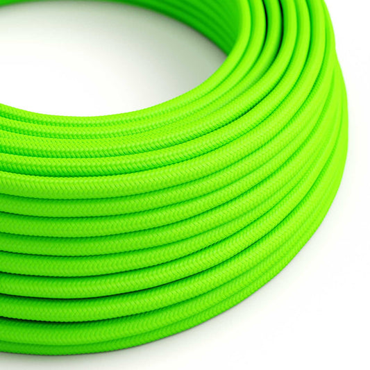 Glossy Fluo Green Textile Cable - The Original Creative-Cables - RF06 Round 2x0.75mm / 3x0.75mm