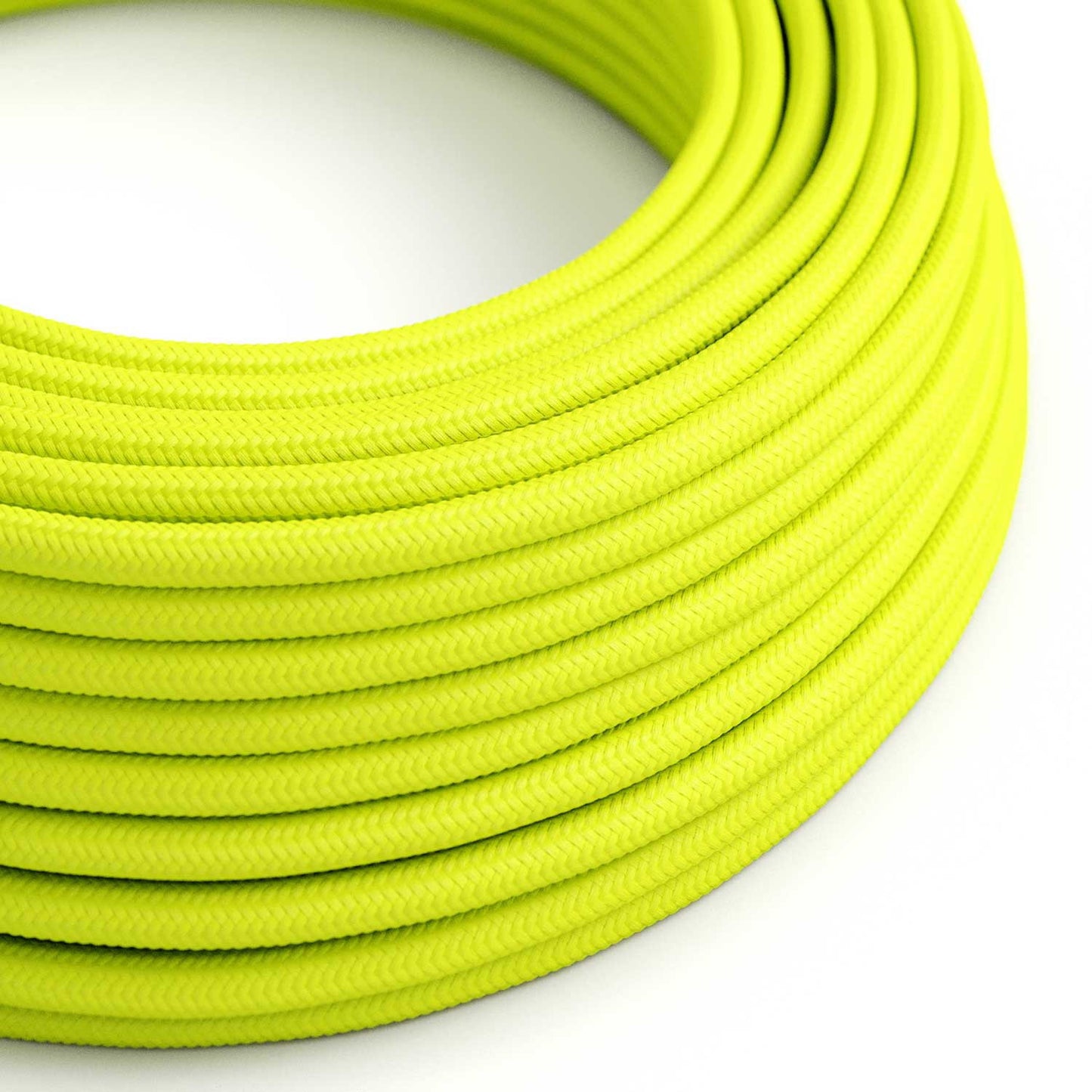 Glossy Fluo Yellow Textile Cable - The Original Creative-Cables - RF10 Round 2x0.75mm / 3x0.75mm