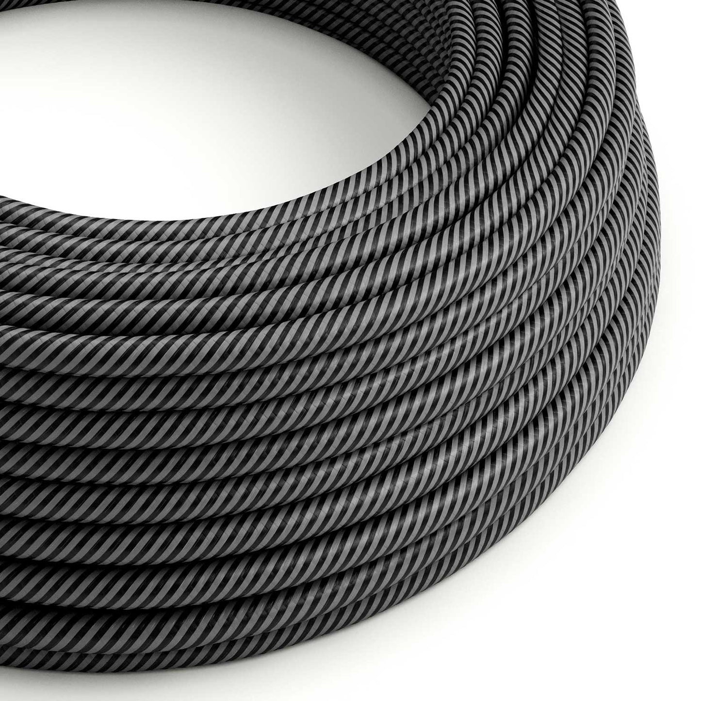 Glossy Graphite and Charcoal Black Vertigo Textile Cable - The Original Creative-Cables - ERM38 round 2x0.75mm / 3x0.75mm