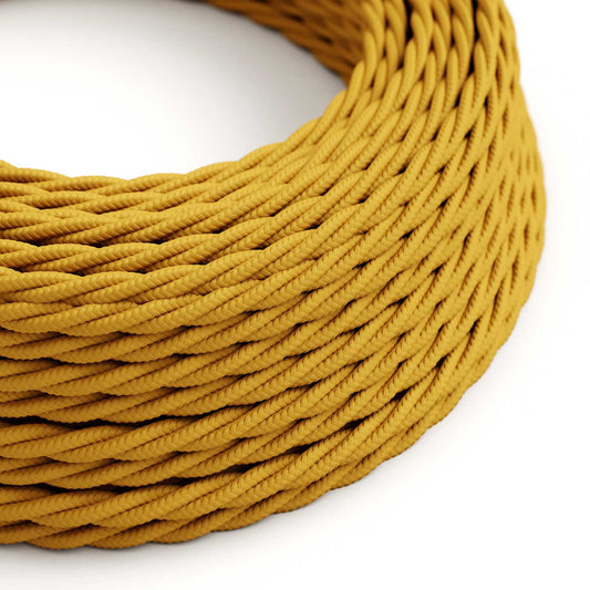 Glossy Mustard Yellow Textile Cable - The Original Creative-Cables - TM25 braided 2x0.75mm / 3x0.75mm