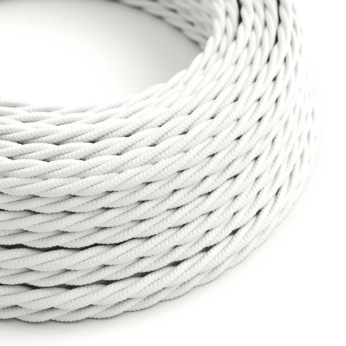 Glossy Optical White Textile Cable - The Original Creative-Cables - TM01 braided 2x0.75mm / 3x0.75mm