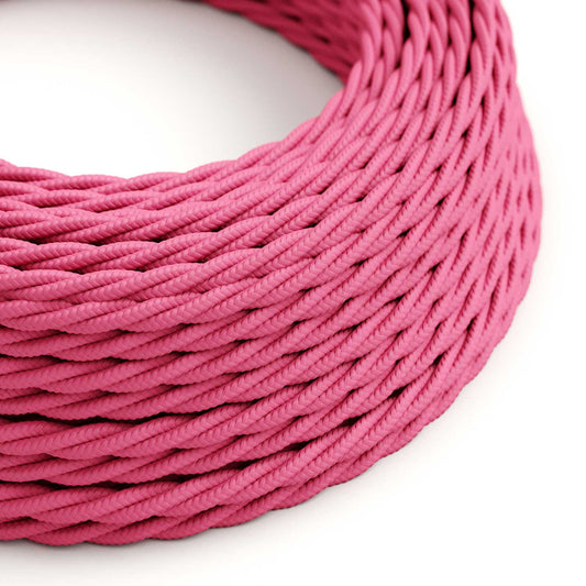Glossy Pink Fuchsia Textile Cable - The Original Creative-Cables - TM08 braided 2x0.75mm / 3x0.75mm