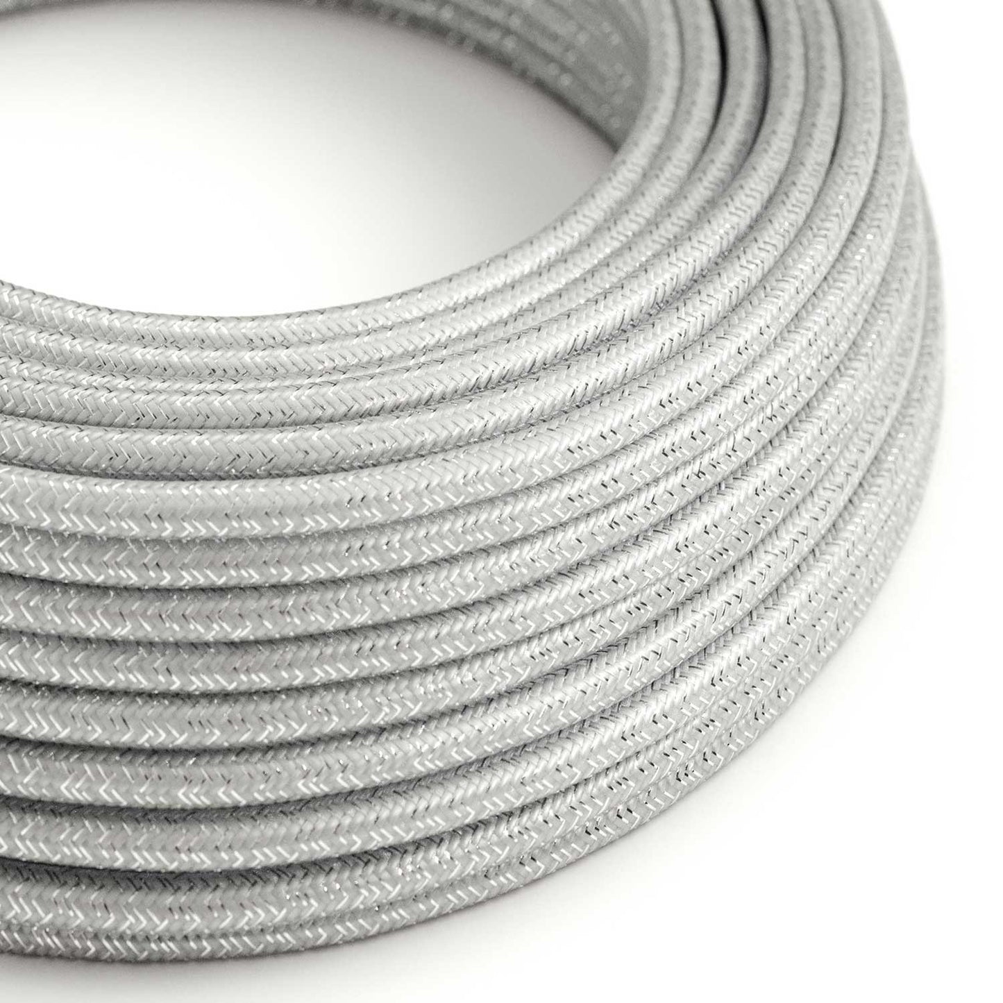 Glossy Silver Glitter Textile Cable - The Original Creative-Cables - RL02 round 2x0.75mm / 3x0.75mm