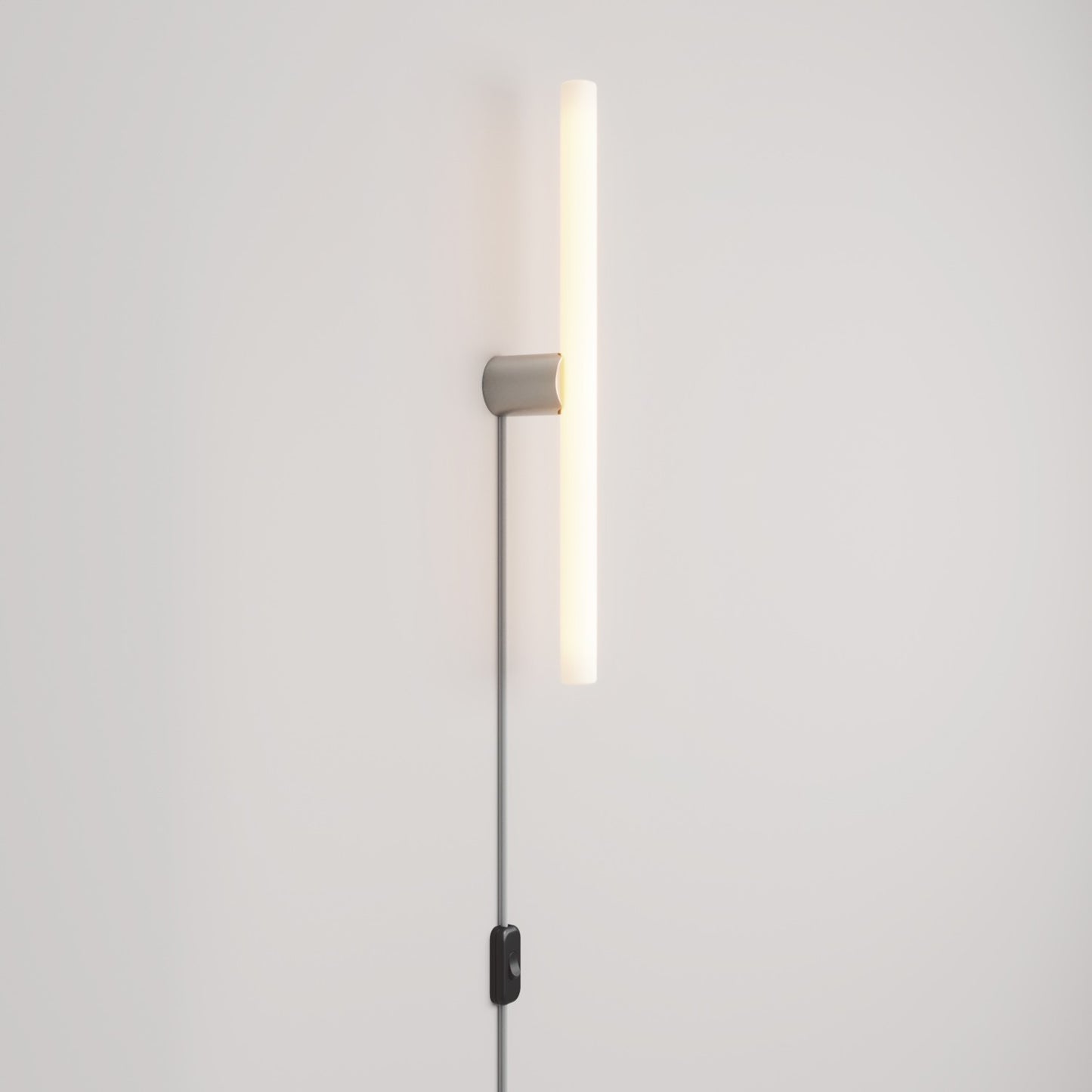 Lamp with plug, metal finish and linear LED S14d bulb
