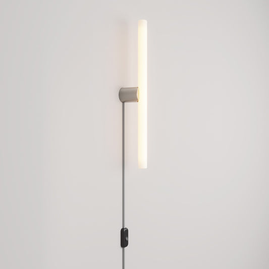 Lamp with plug, metal finish and linear LED S14d bulb
