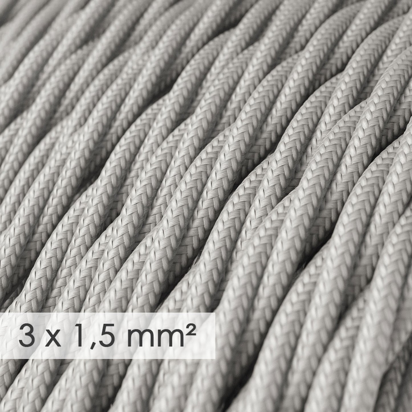 Large section electric cable 3x1,50 twisted - covered by rayon Silver TM02