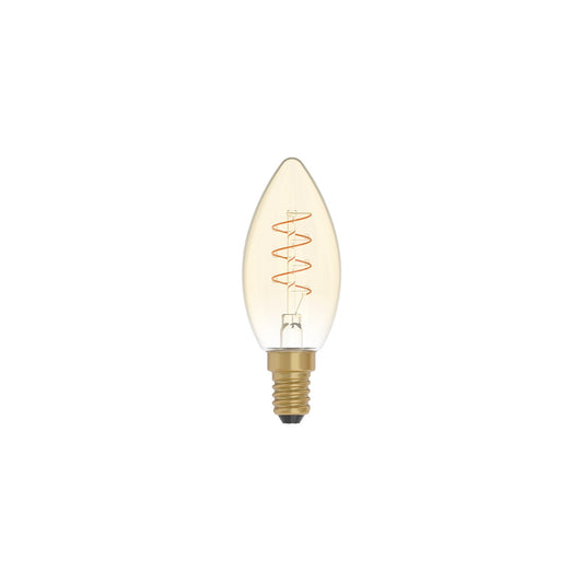 LED Golden Light Bulb Carbon Line Curved Spiral Filament Candle C35 2,5W 136Lm E14 1800K Dimmable - C01