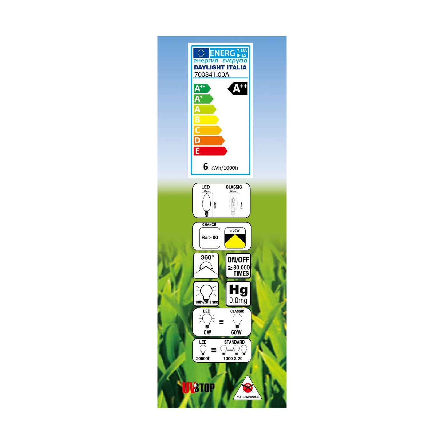 LED Light Bulb Olive Milky 6W 806Lm E14 2700K