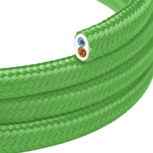 Lime Green glossy fabric-covered flat wire - PM18