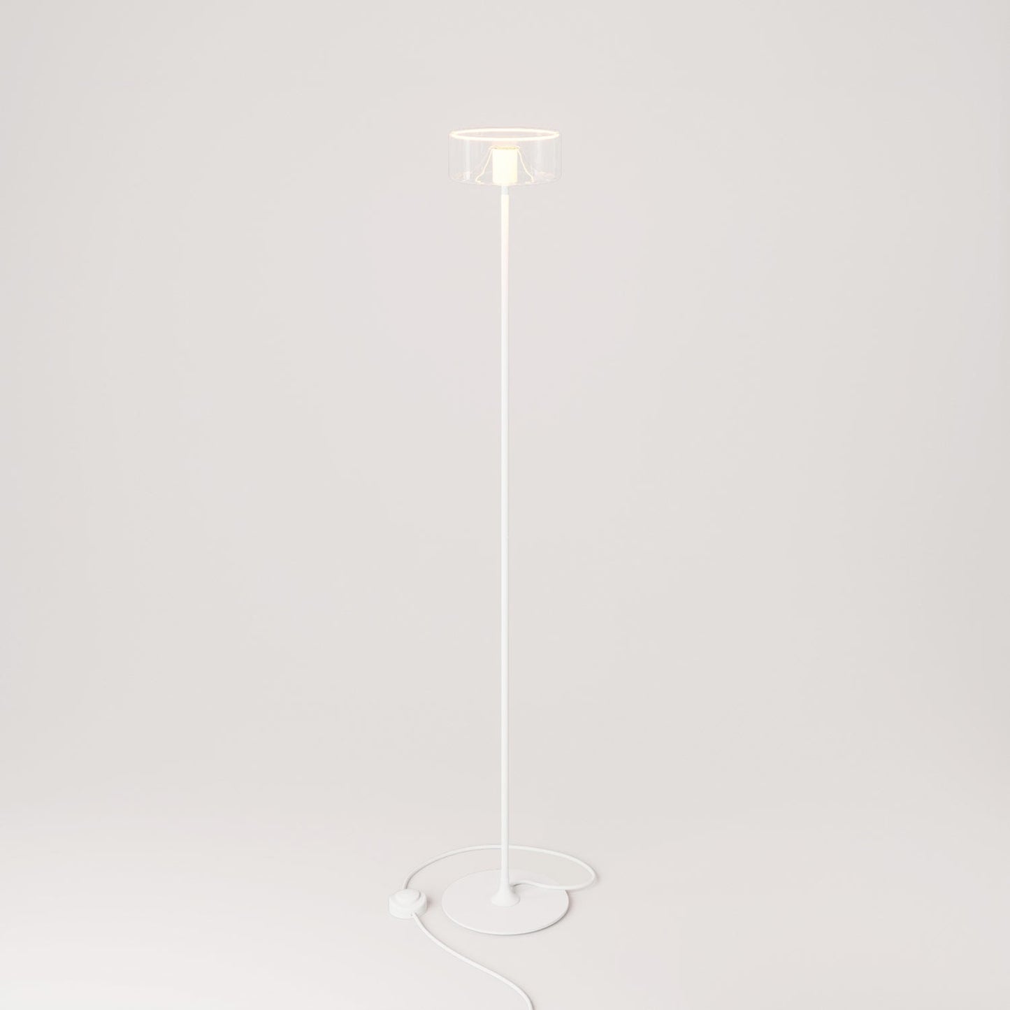 MAG-Y floor lamp with roundmetal base and transparent Ghost bulb