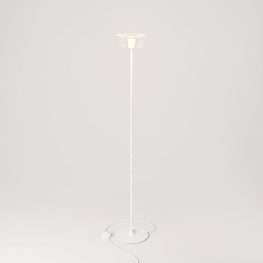 MAG-Y floor lamp with roundmetal base and transparent Ghost bulb
