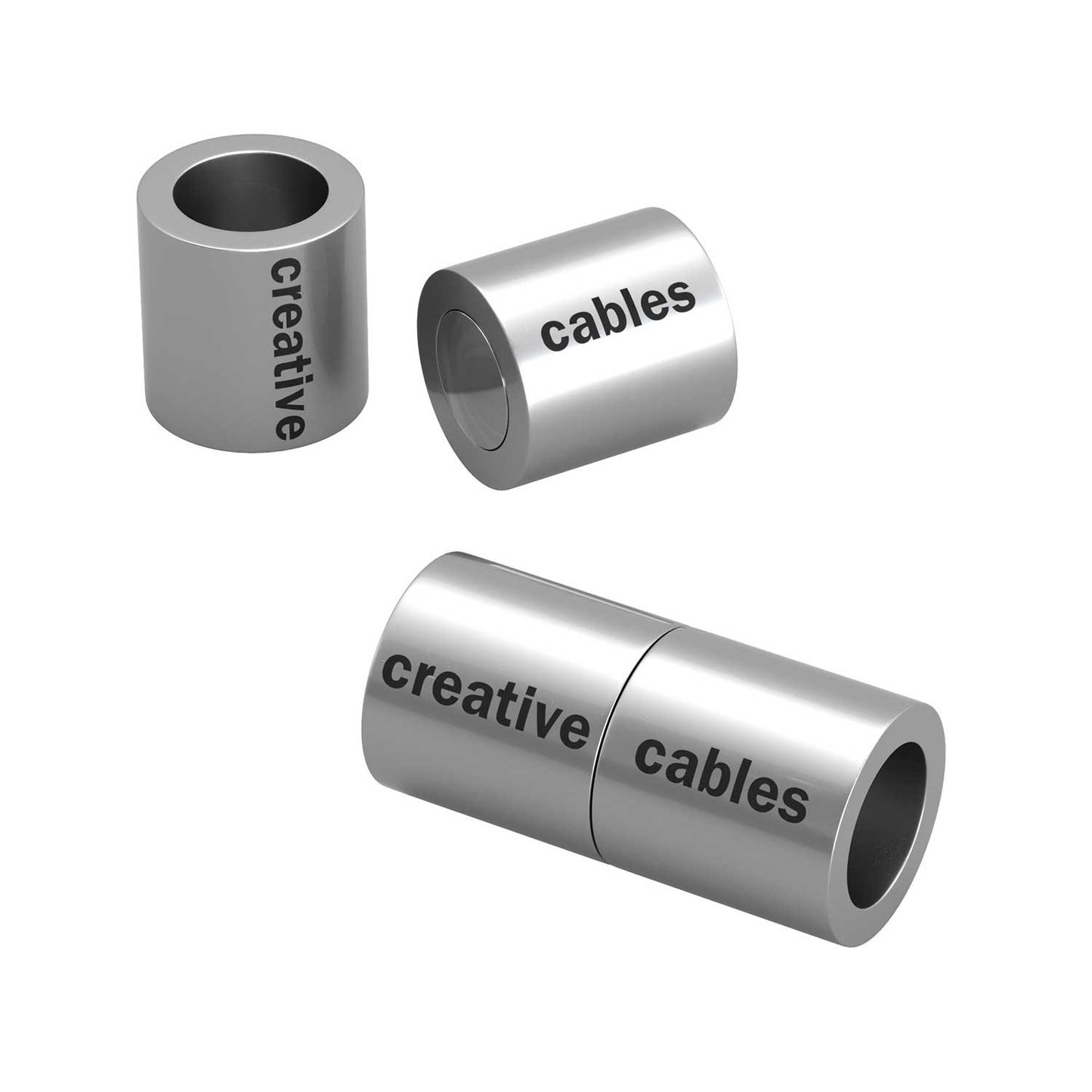 Matt silver magnetic clasp for bracelets with logo - 5 pcs