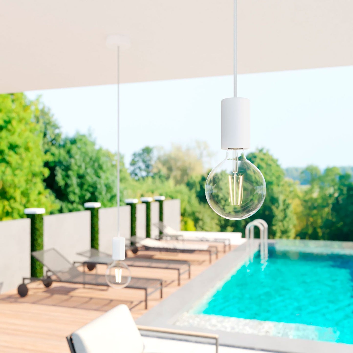 Modulair ELEGANT Outdoor pendant lamp with 1,5 mt textile cable, silicone ceiling rose and lamp holder IP65 water resistant