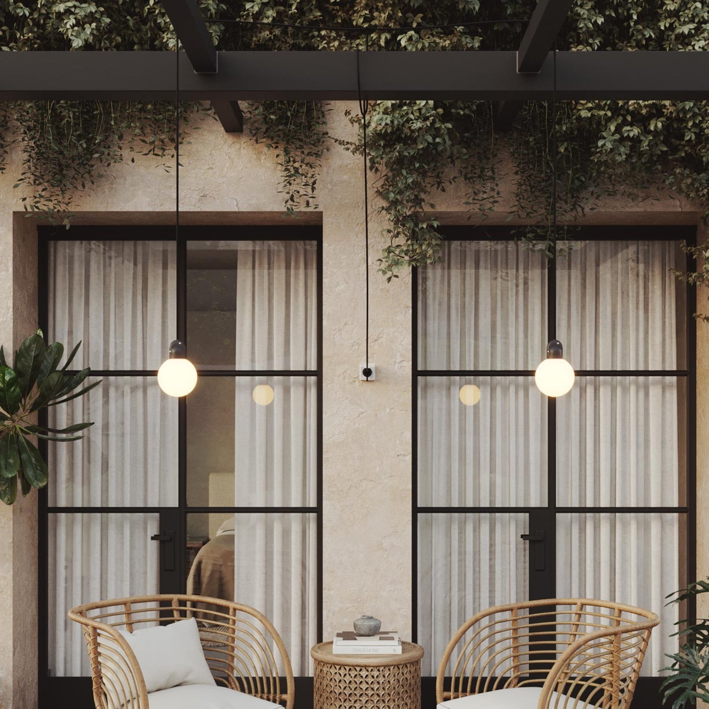 Modulair IP65 2-fall plug-in outdoor lamp with unbreakable Unbreak-a-Ball shades