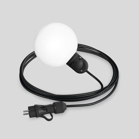 Modulair IP65 plug-in outdoor lamp with unbreakable Unbreak-a-Ball shade
