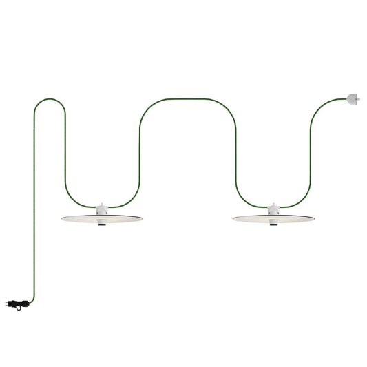 Modulair Portable outdoor string light IP65 with 2 lampshades