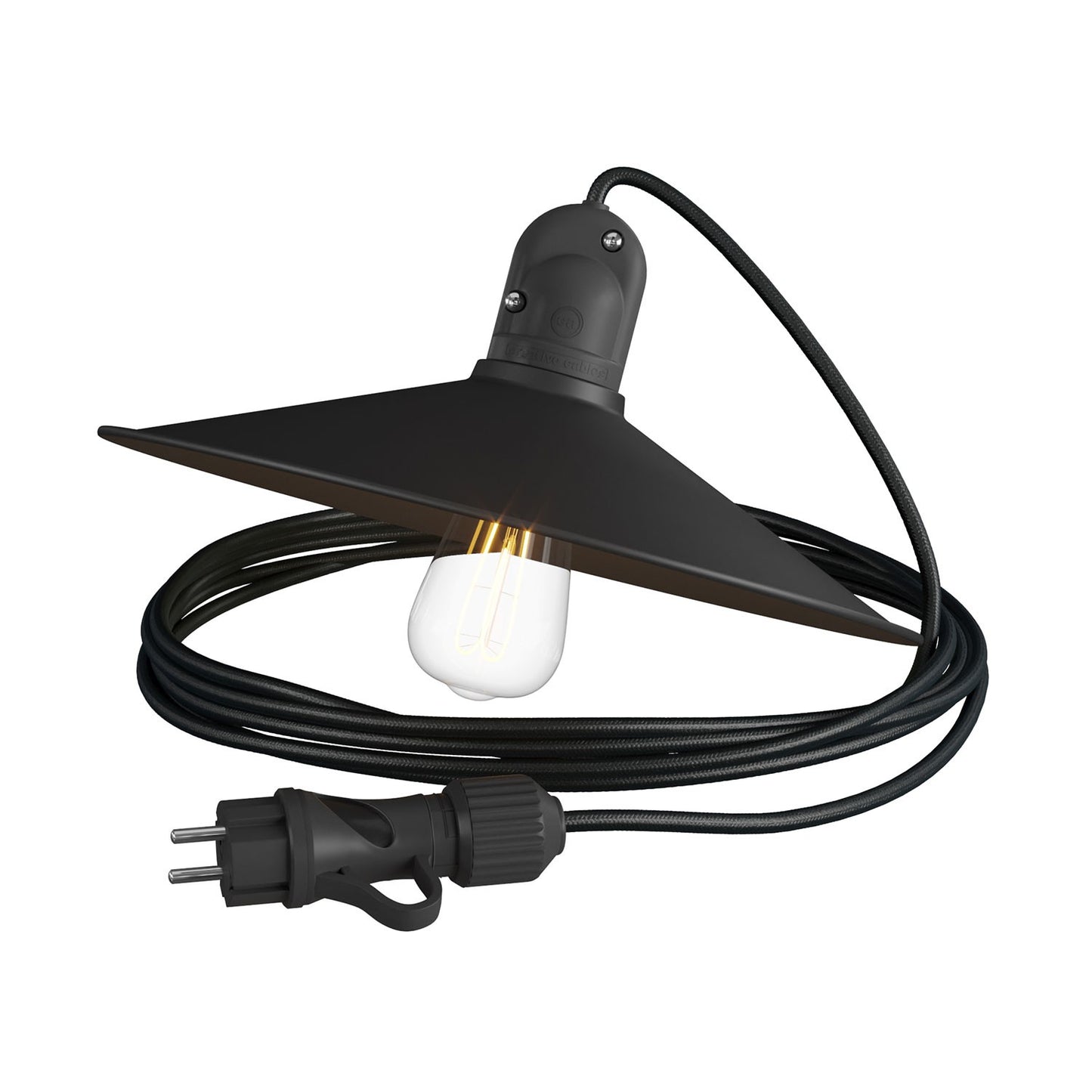 Modulair Snake with Swing shade, portable outdoor lamp, 5 m textile cable, IP65 waterproof lampholder and plug