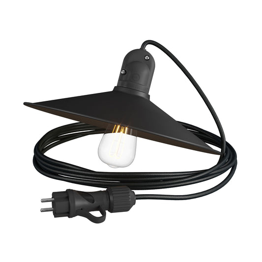 Modulair Snake with Swing shade, portable outdoor lamp, 5 m textile cable, IP65 waterproof lampholder and plug