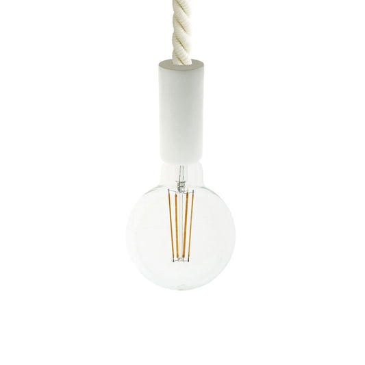 Pendant lamp with 2XL 24mm nautical cord painted wood details - Made in Italy - Bulb included