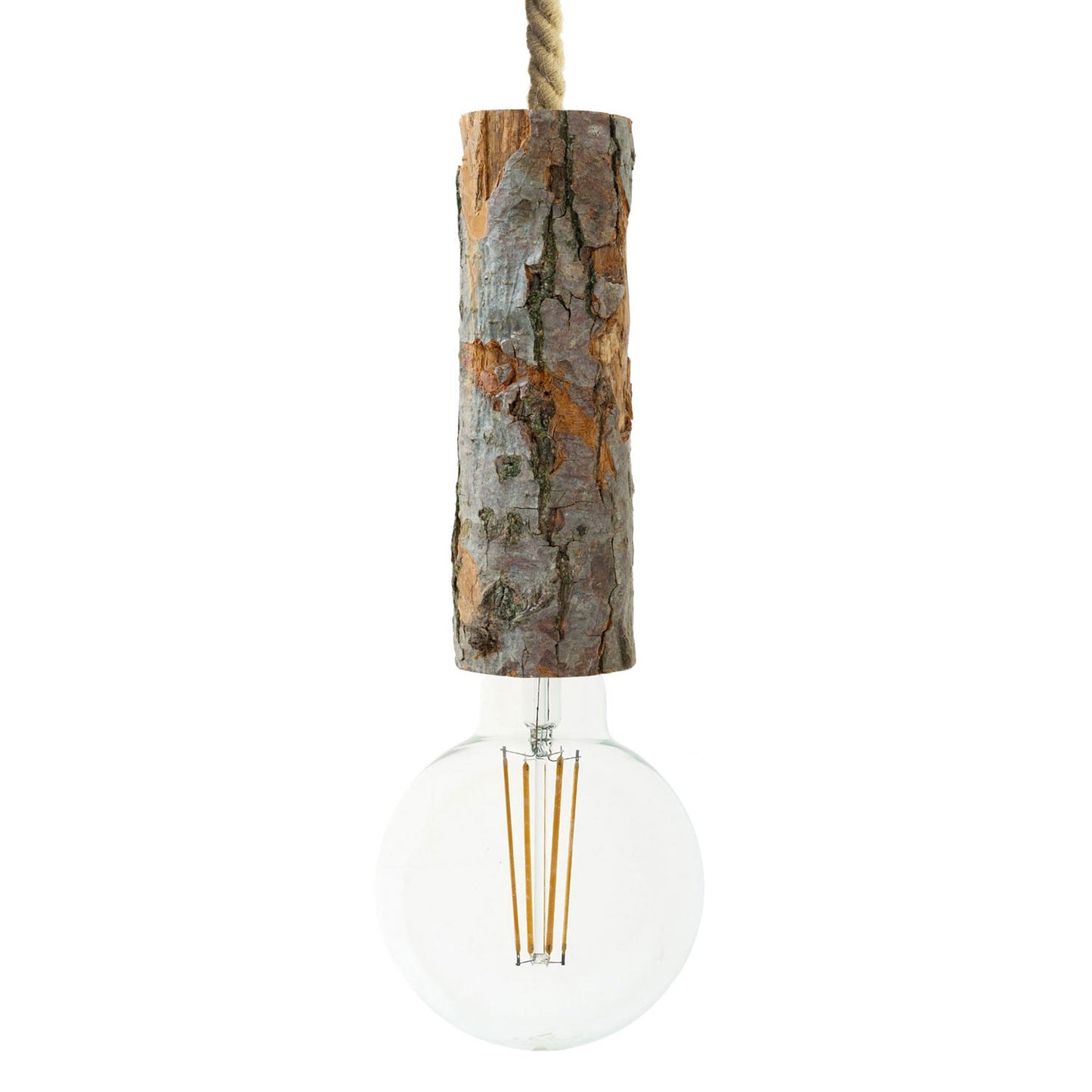 Pendant lamp with nautical cord XL and large bark lamp holder - Made in Italy - Bulb included