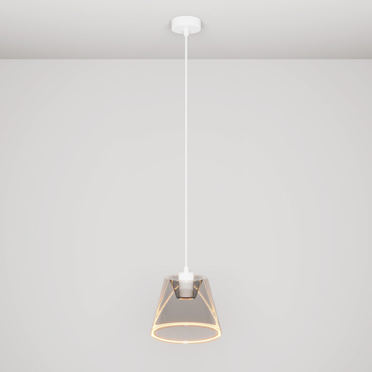 Pendant lamp with smoky cone-shaped Ghost bulb