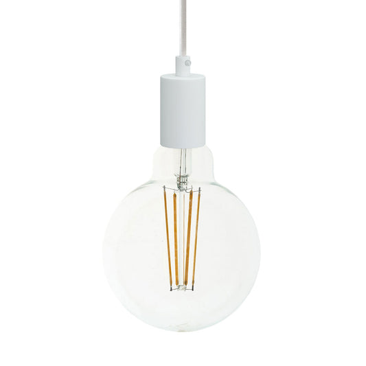 Pendant lamp with textile cable and monochrome metal details - Made in Italy - Bulb included