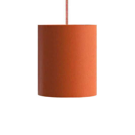 Pendant lamp with textile cable, Cylinder fabric lampshade and metal details - Made in Italy - Bulb included