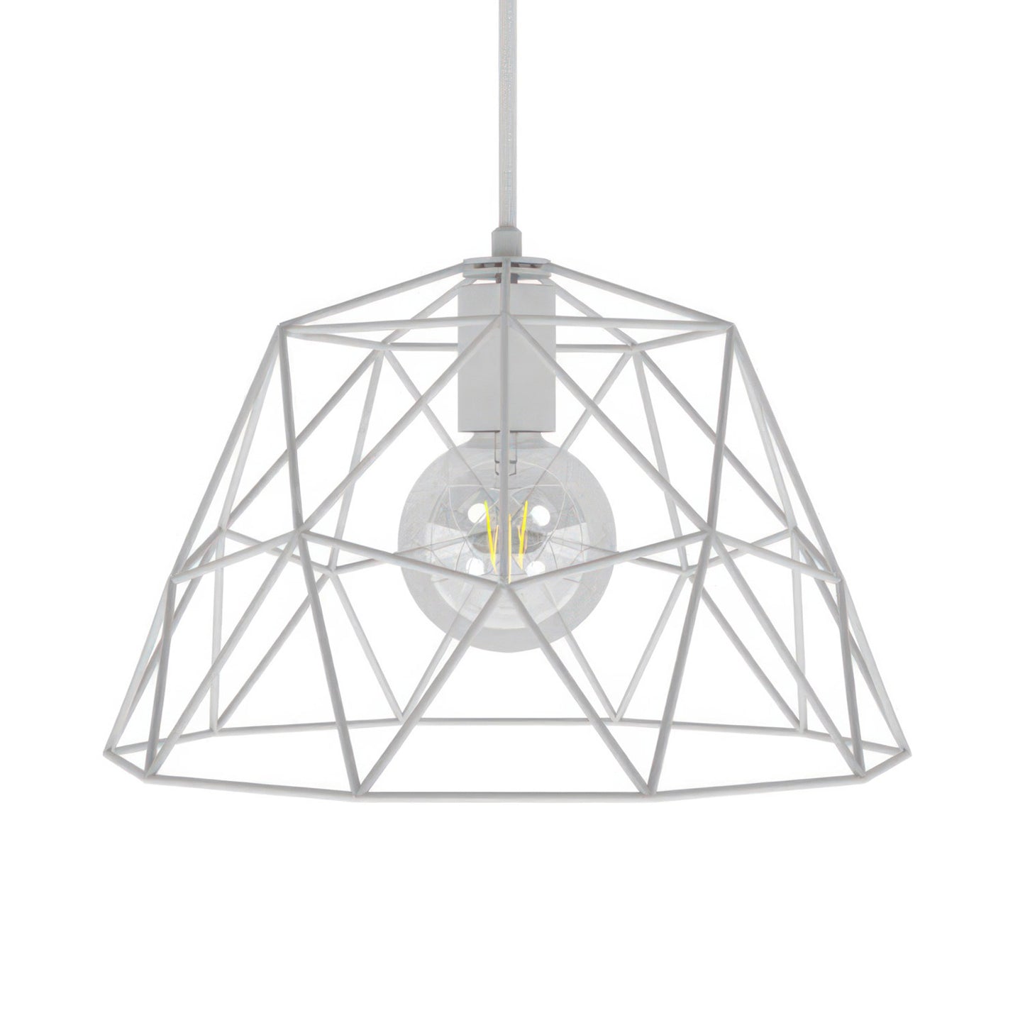 Pendant lamp with textile cable, Dome lampshade and metal details - Made in Italy - Bulb included