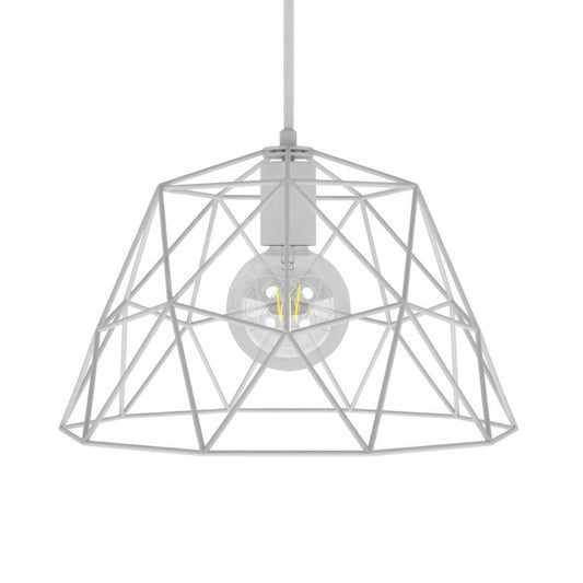 Pendant lamp with textile cable, Dome lampshade and metal details - Made in Italy - Bulb included