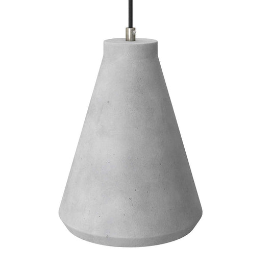 Pendant lamp with textile cable, Funnel cement lampshade and metal details - Made in Italy - Bulb included