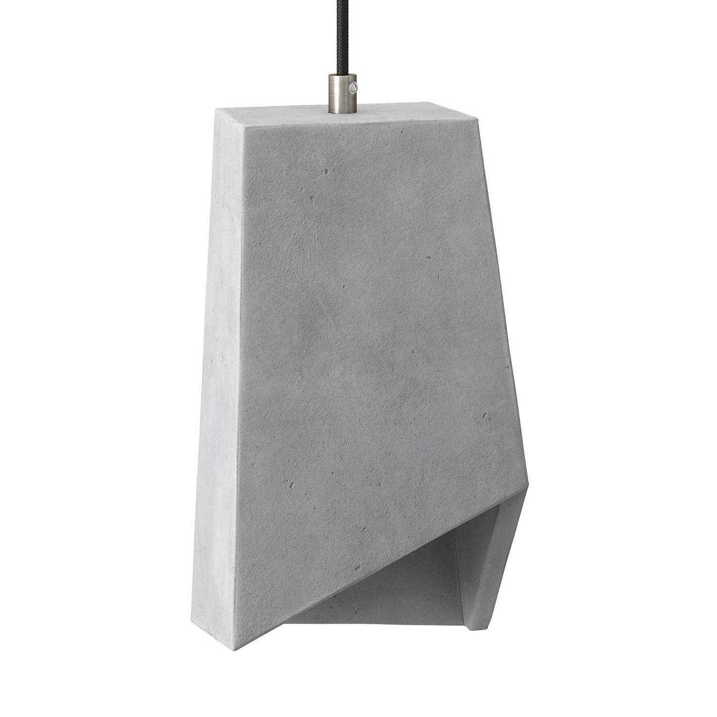 Pendant lamp with textile cable, Prisma cement lampshade and metal finishes - Made in Italy - Bulb included