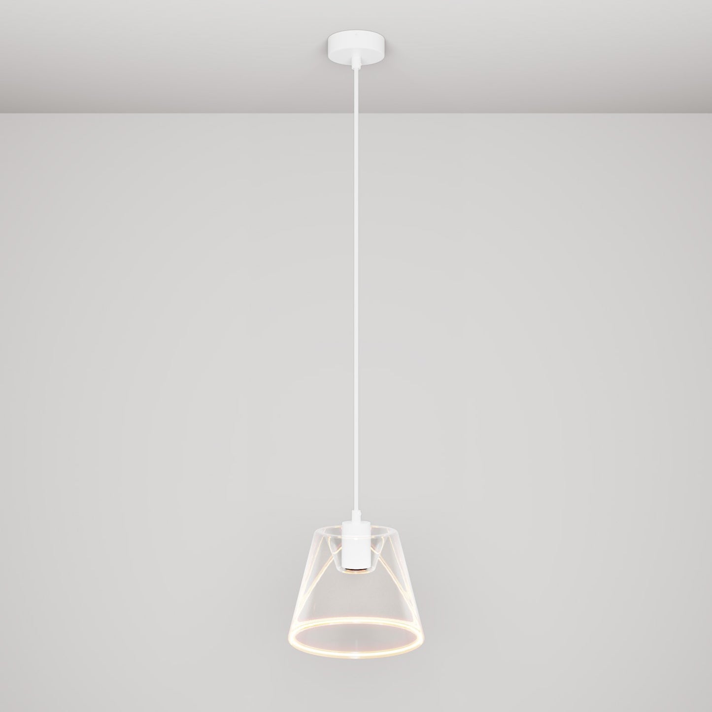 Pendant lamp with transparent cone-shaped Ghost bulb