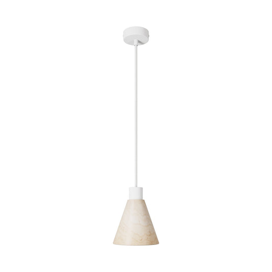 Pendant lamp with wooden conical lampshade