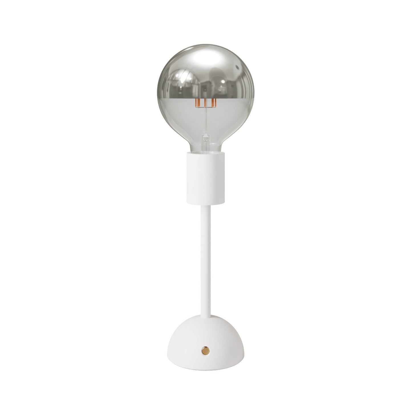 Portable and rechargeable Cabless02 Lamp with Silver Half Sphere light bulb