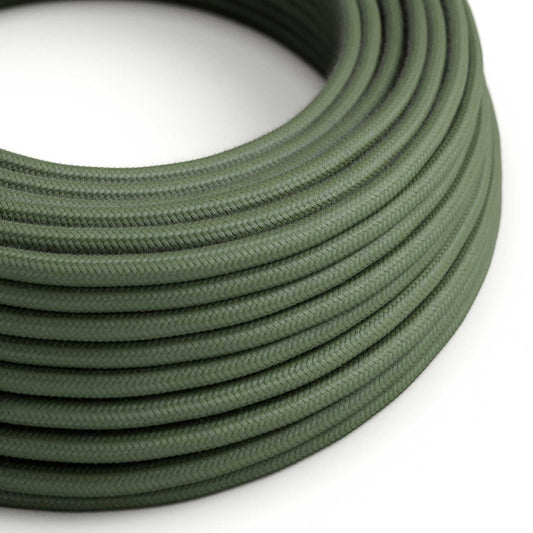Round Electric Cable RC63 Green Grey Cotton - UL listed