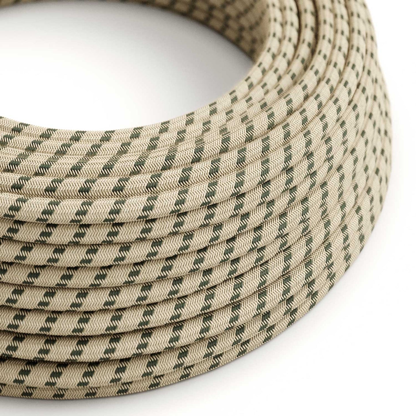 Round Electric Cable RD54 Stripes Anthracite Cotton and Natural Linen - UL listed