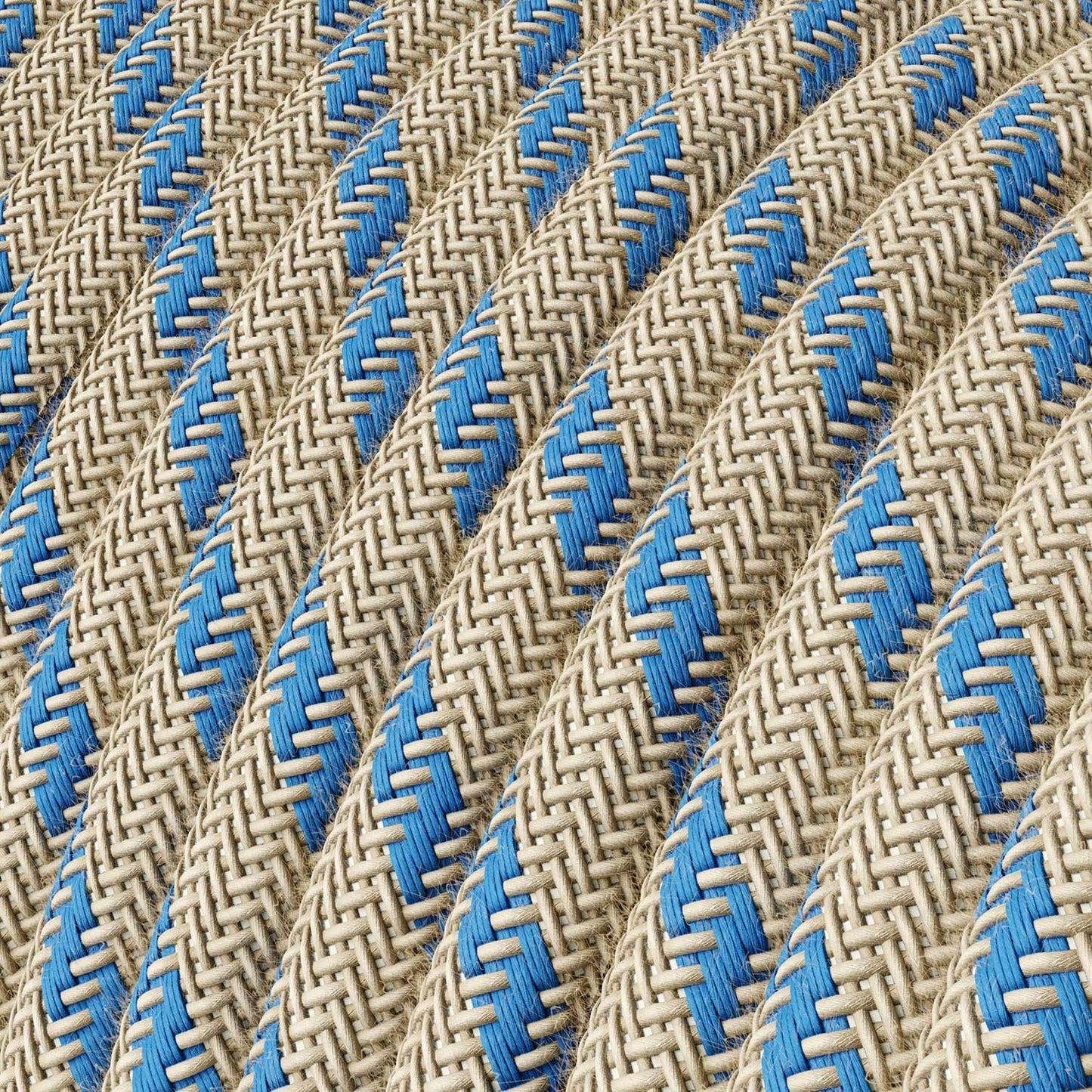 Round Electric Cable RD55 Stripes Steward Blue Cotton and Natural Linen - UL listed