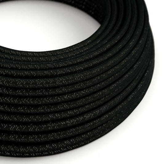 Round Electric Cable RL04 Glittering Black Rayon - UL listed