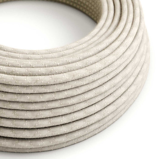 Round Electric Cable RN01 Neutral Natural Linen - UL listed